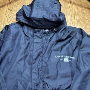 Vintage Calvin Klein Jeans Hooded Jacket Black XXL Made in Hong Kong